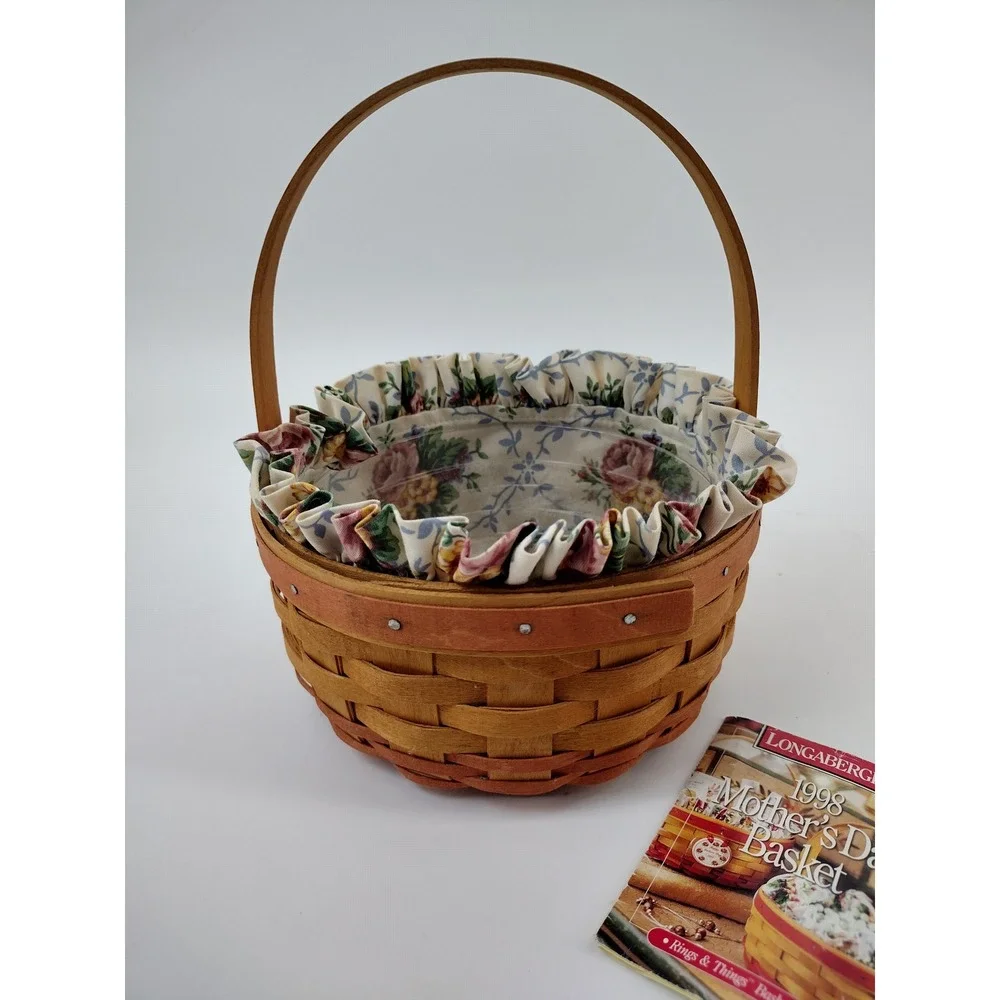 Longaberger 1998 Mother's Day Rings & Things Basket Liner Protector Tie-On 10383